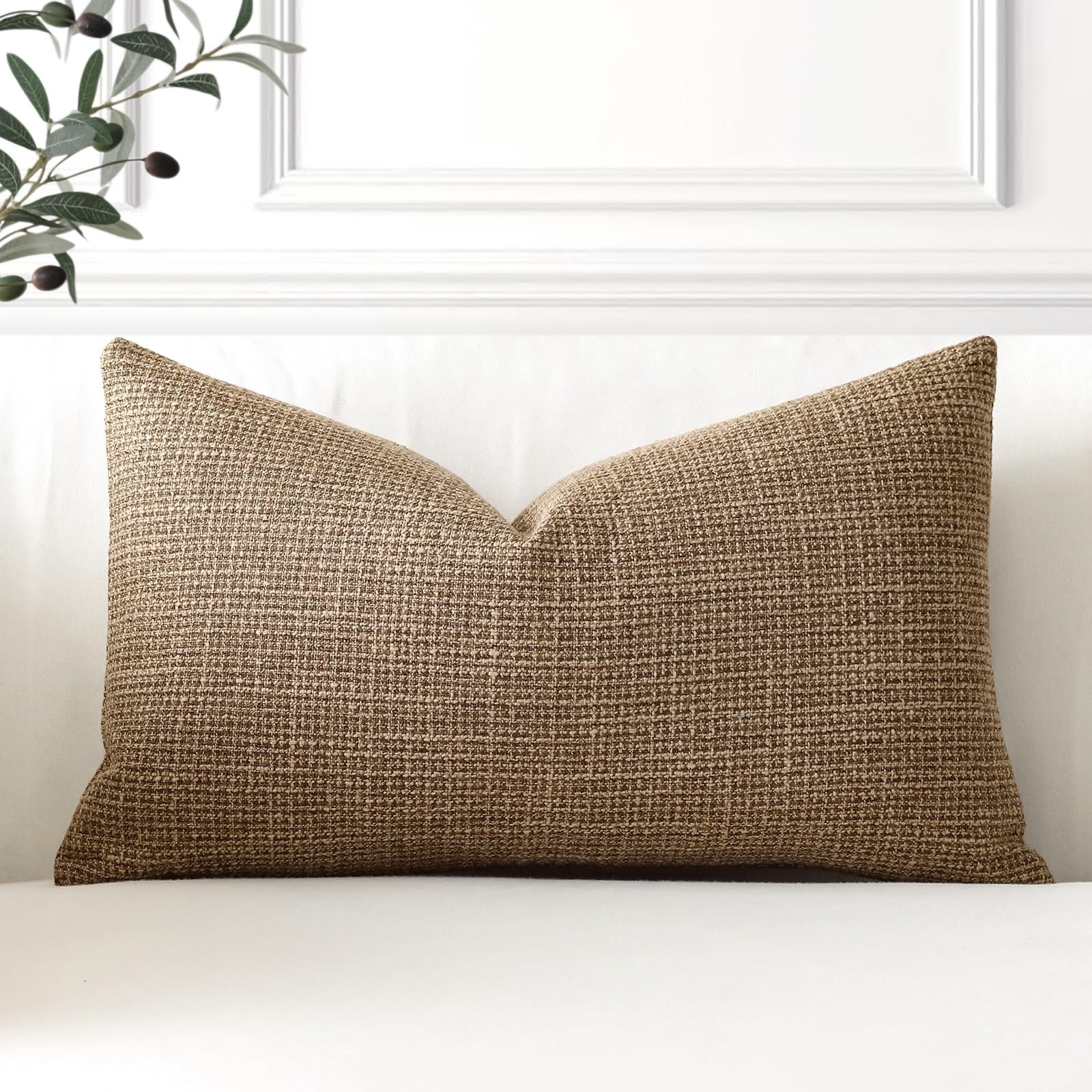 OTOSTAR Linen Throw Pillow Cover Set of 1 Decorative Lumbar Pillowcases Cushi...