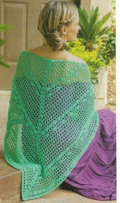 JADE ISLES SHAWL WRAP WOMEN'S CROCHET PATTERN INSTRUCTIONS