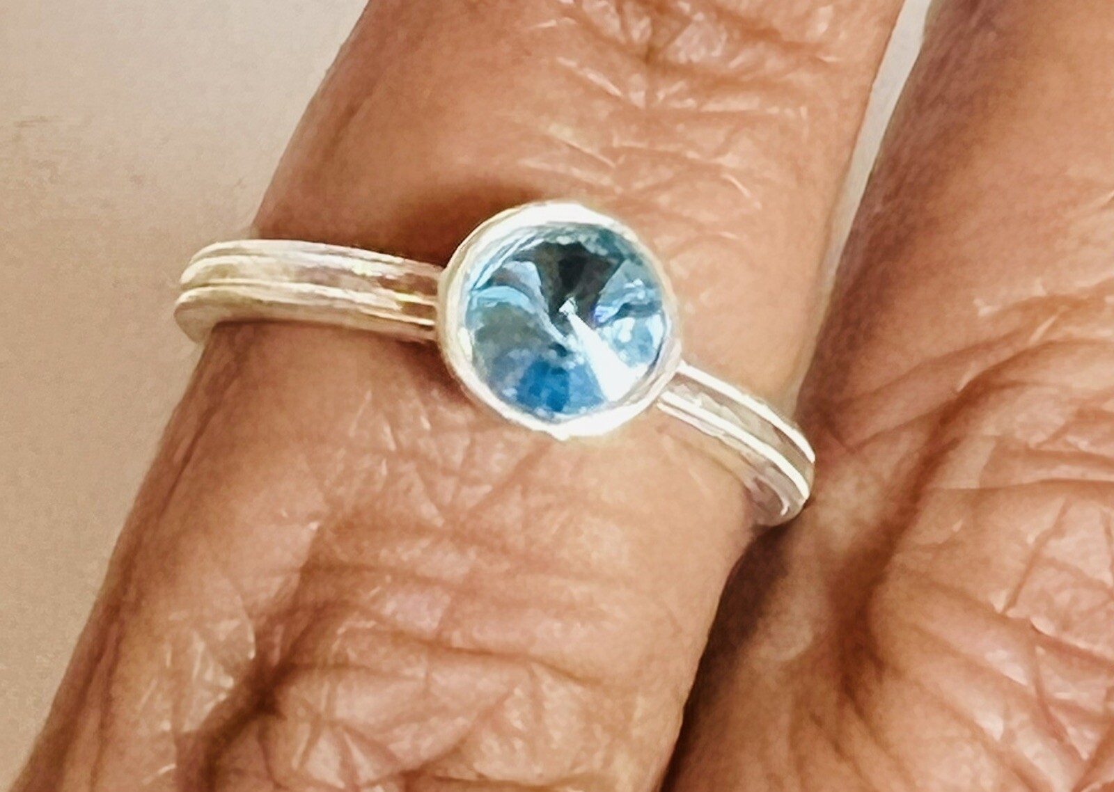 Blue Round CRYSTAL 925 Sterling Silver Toe Ring Pair India Bichiya ADJUSTABLE