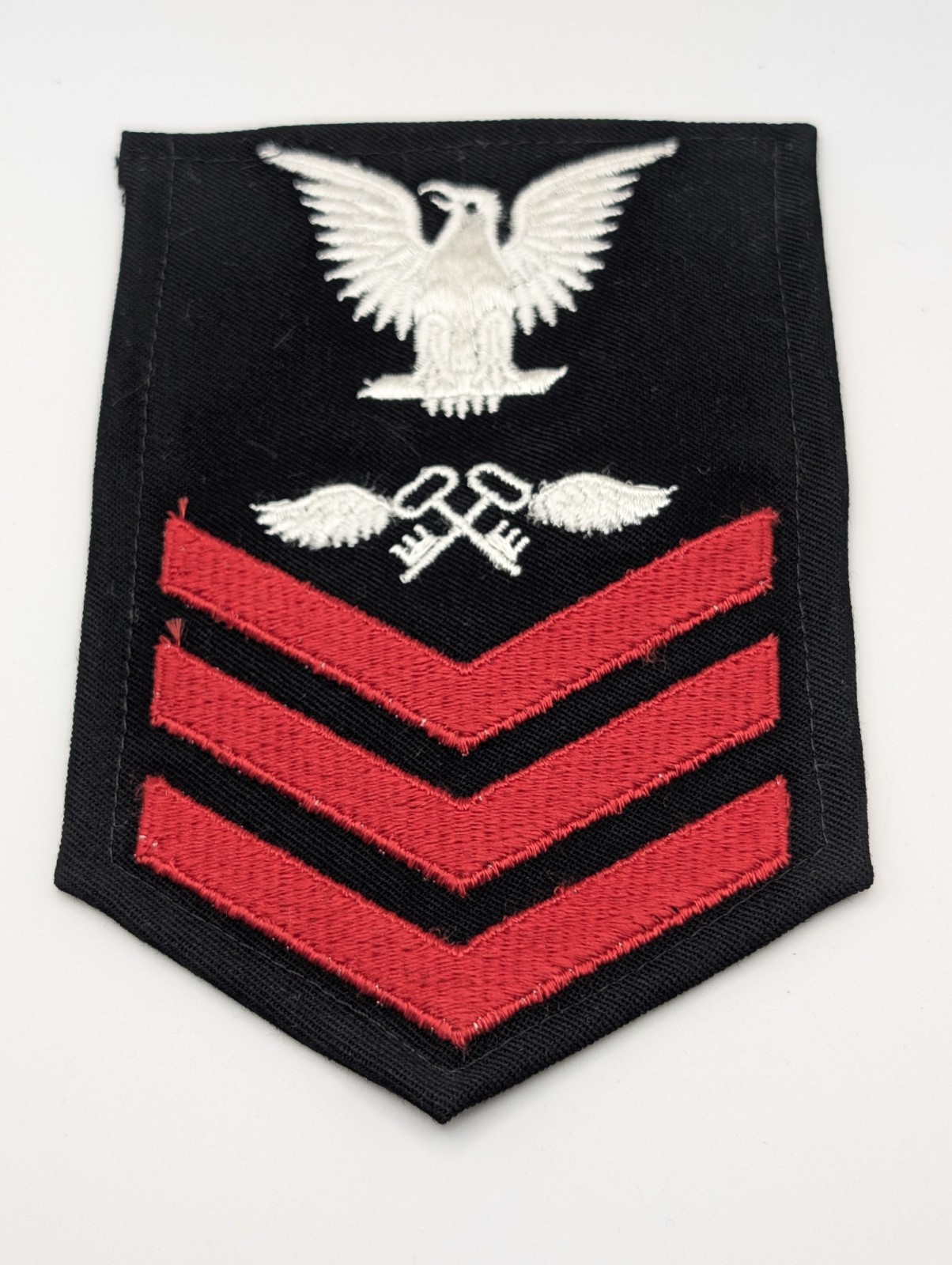 Vintage US Navy PO1 Aviation Storekeeper AK Rating Badge Patch Red Chevrons