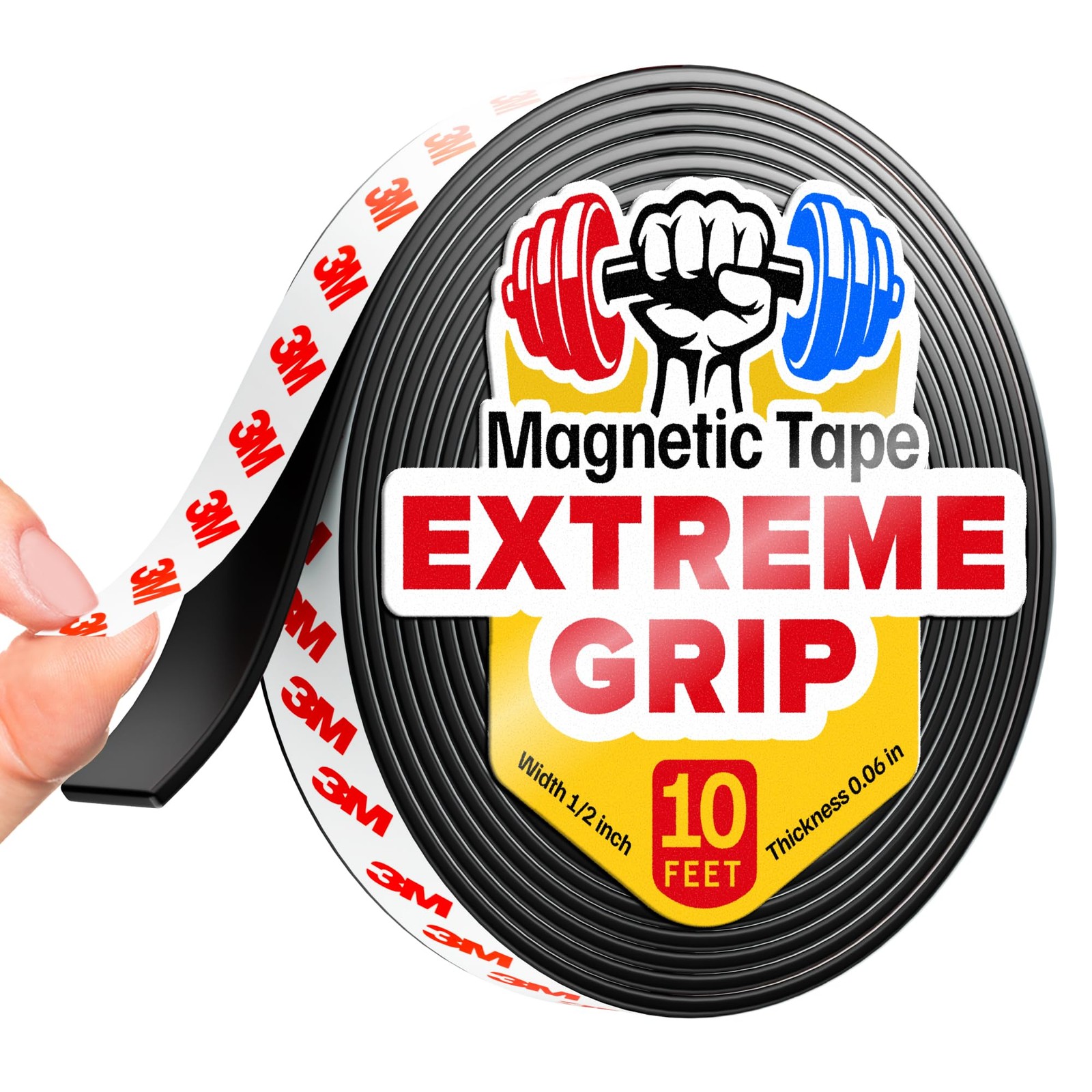 Super Sticky Magnetic Tape (10 feet x 1/2 inch) - inch x 10 feet, Black