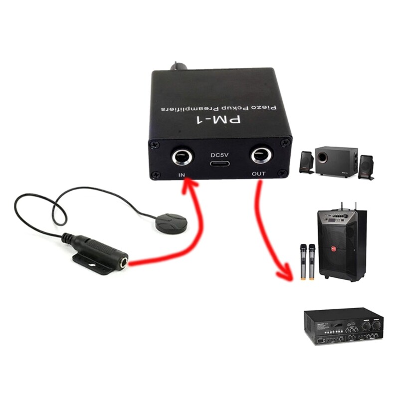 Piezo Pickup Preamplifier Auditory PM-1 Headphone Amplifier Preamp for 6.35mm