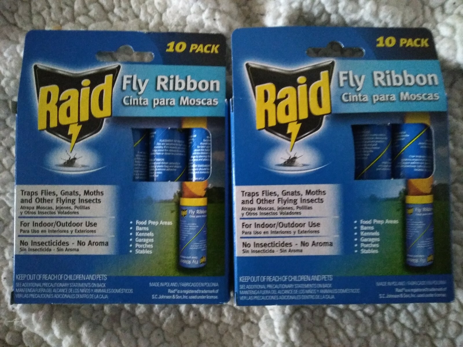 Lot Of 2 (2 Packs w/10 Each) Fly Ribbon Traps no insecticides indoor/outdoor
