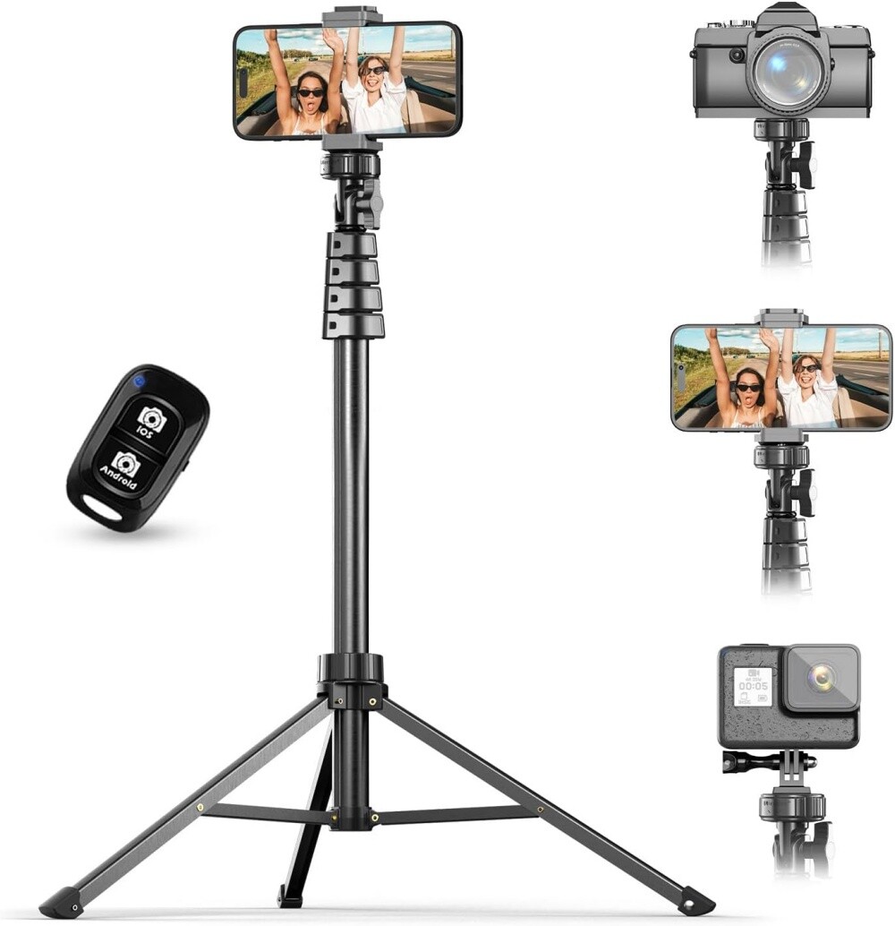 62" Extendable Selfie Stick Tripod with Bluetooth Remote for iPhone & Android US