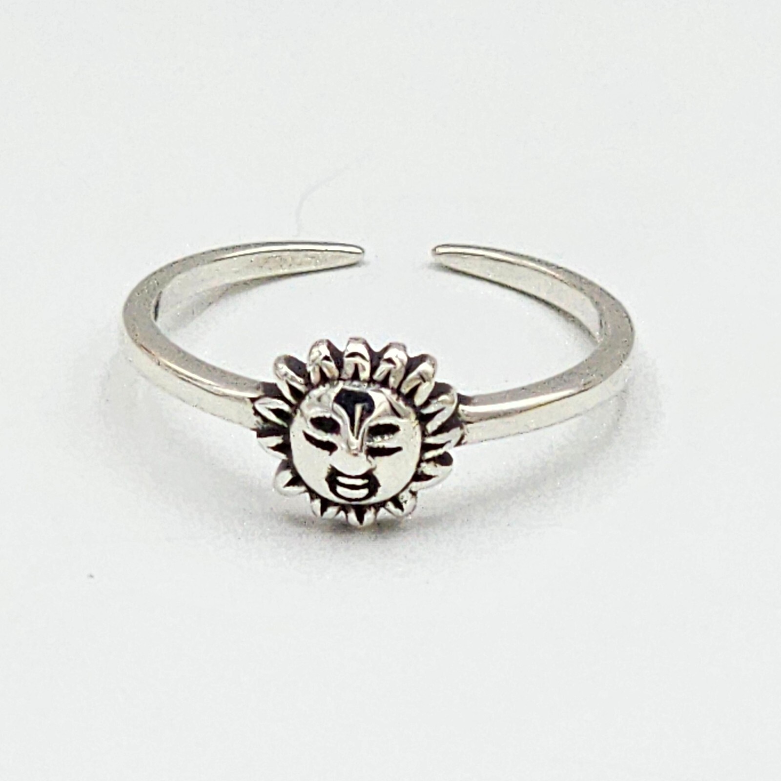 925 Solid Sterling Silver Sun Band Ring Adjustable Toe Ring