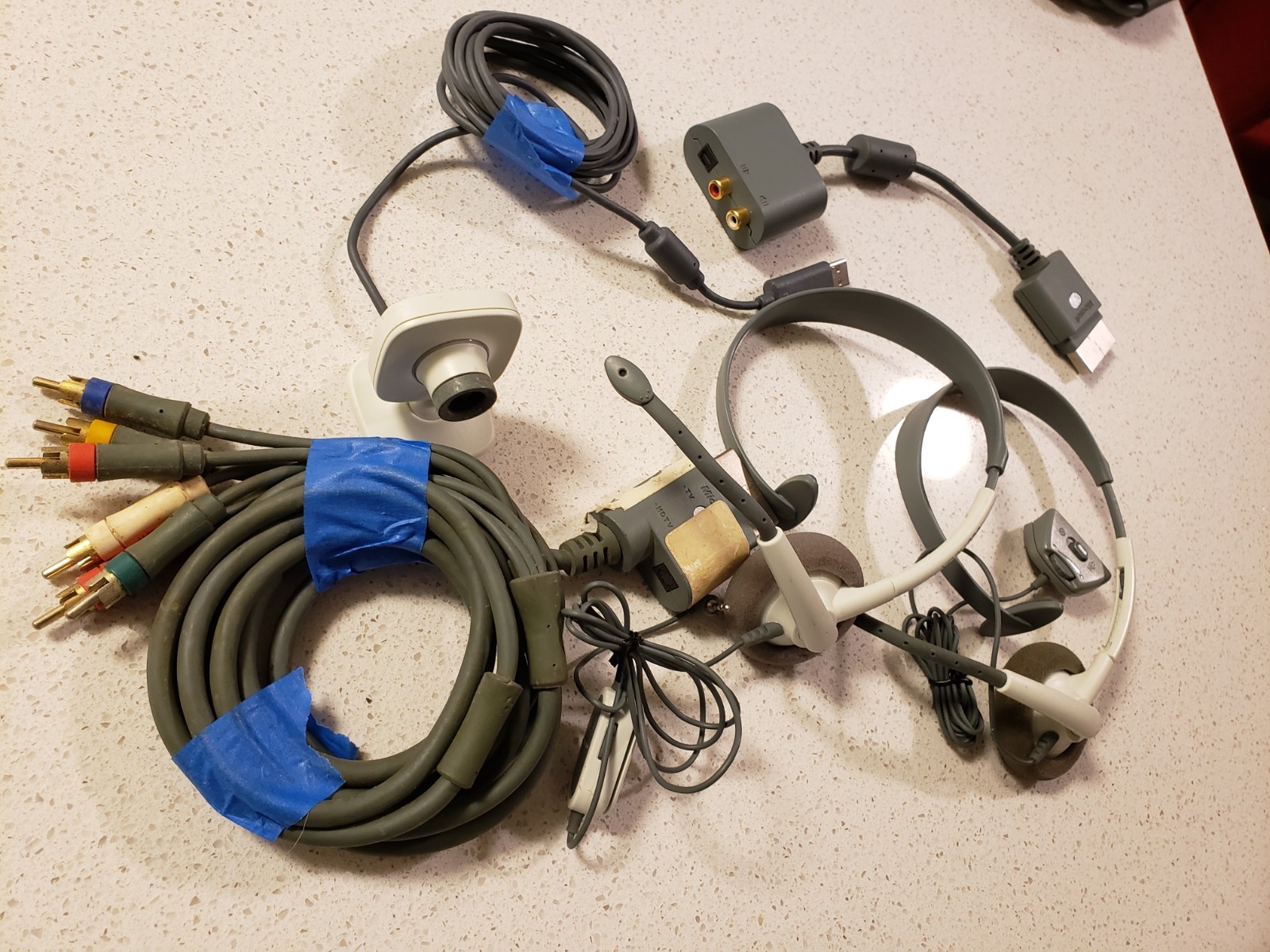 Microsoft Xbox 360 OEM Accessory Lot Live Vision Camera Headsets AV Cables Adapt