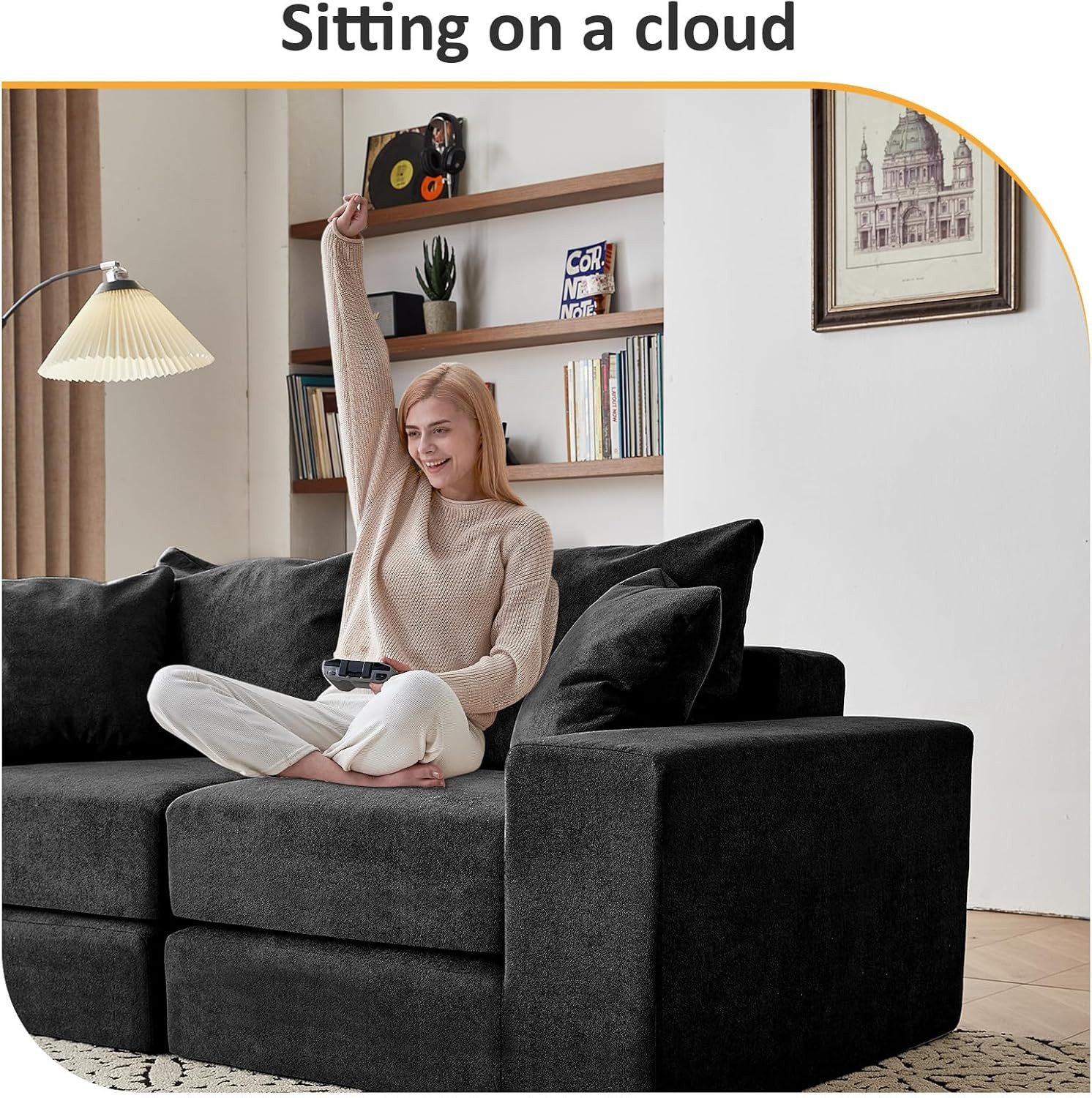 Modular Sectional Loveaeat Cloud Sofa, Boneless Couch with Non Slip Base, Cozy S