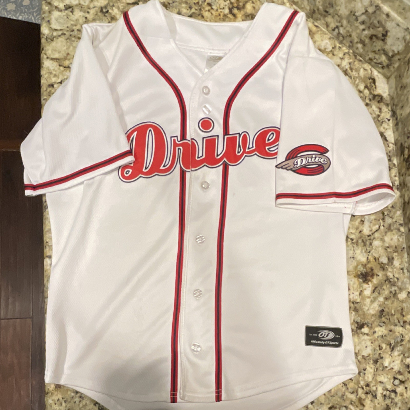 OT Sports Greenville Drive White Home Replica Baseball Jersey Sublimated Size M