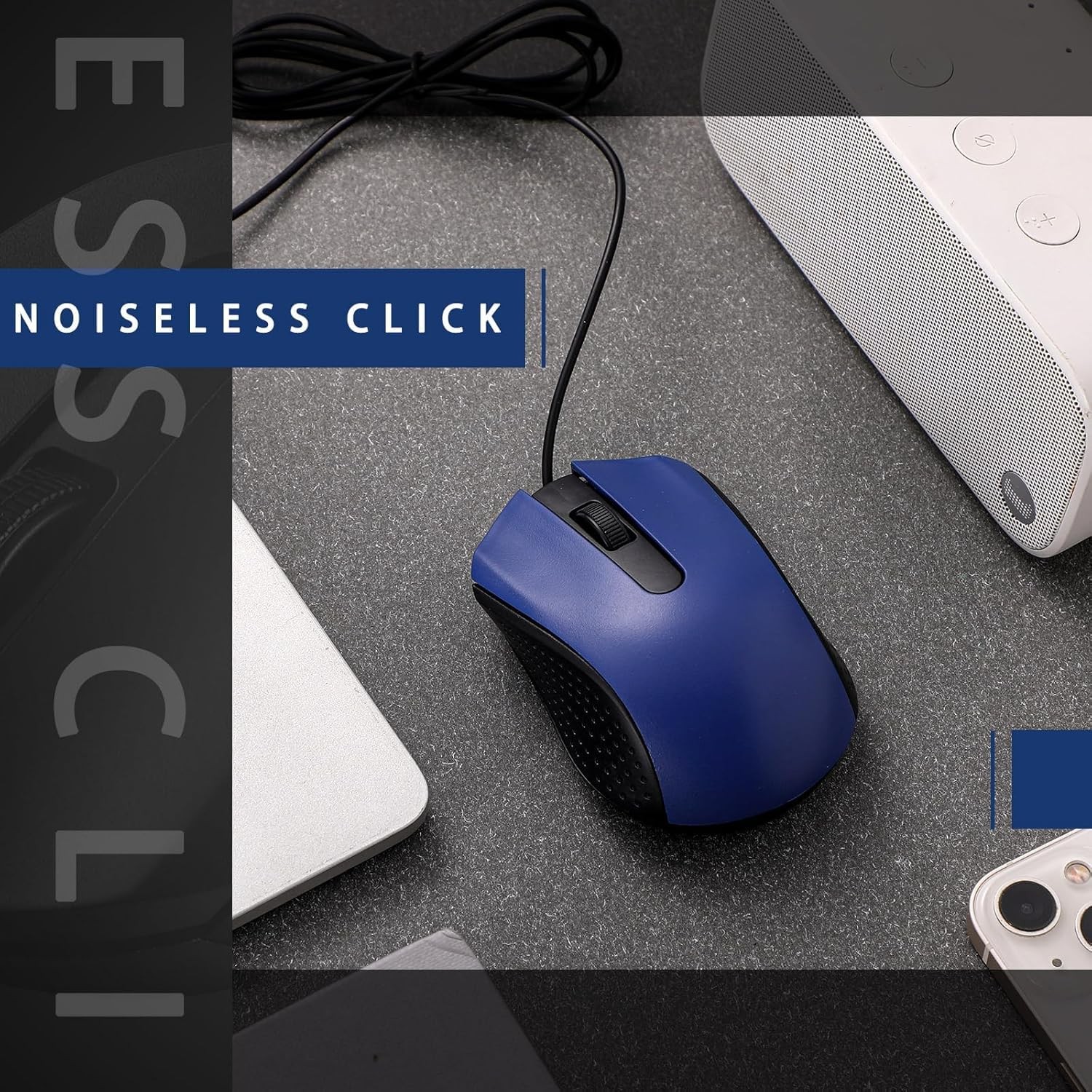 Wired USB Computer Mouse Bulk 6 PCS 3 Button Corded Mice for Laptop Blue