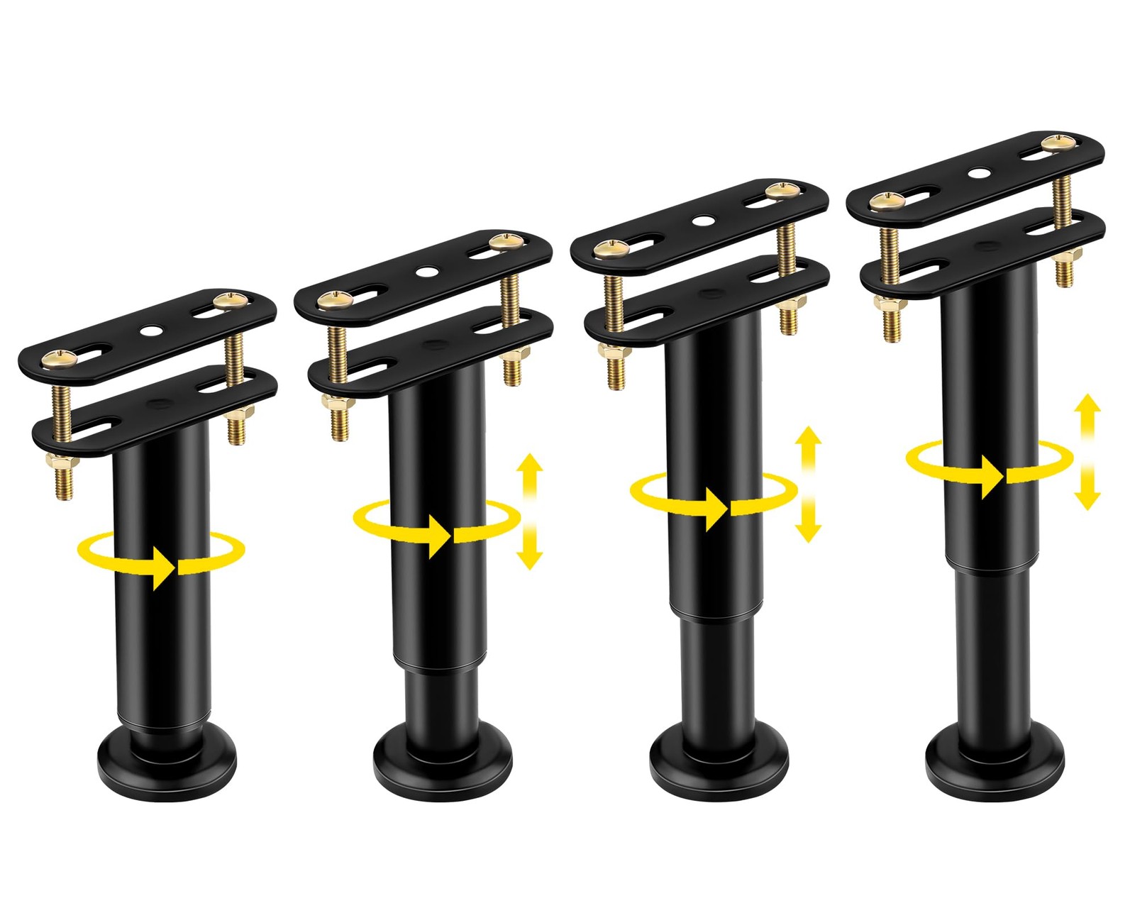 4 PCS Adjustable Height Bed Support Legs 7.0812.6 Inch Metal Heavy Duty Black