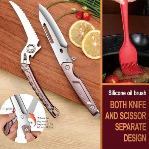 Kitchen Scissors All Purpose Heavy Duty Meat Poultry Shears,Kitchen Brown