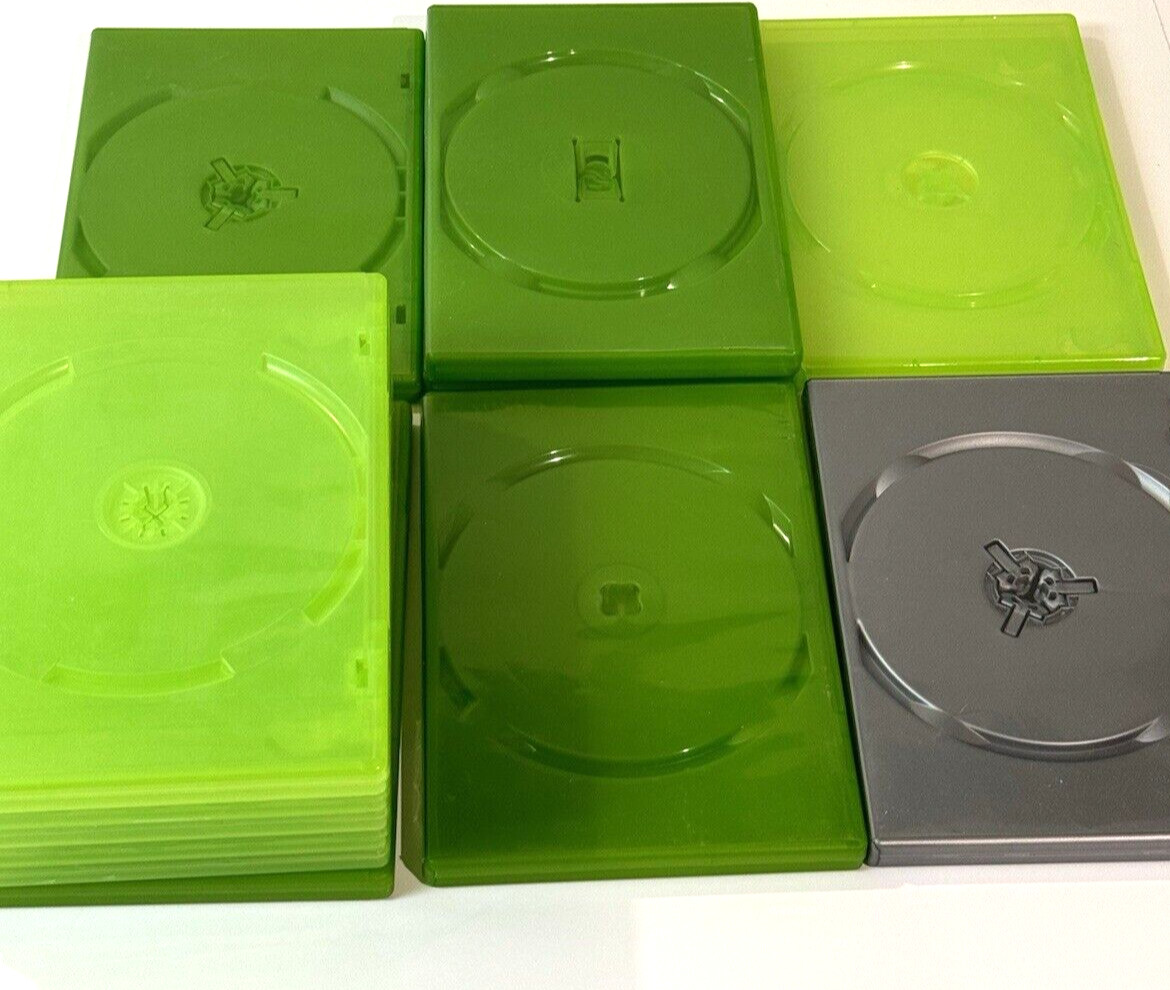 Video Game Disc DVD Case Box Empty Replacement Green Gray Plastic Lot of 12 READ