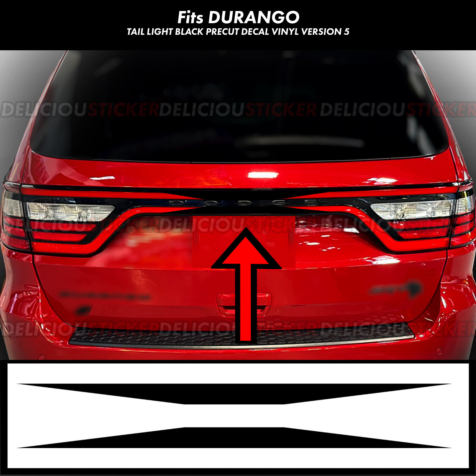 For Durango 2014-2026 Tail Light Race Track Overlay Rear Black Decal Vinyl v5