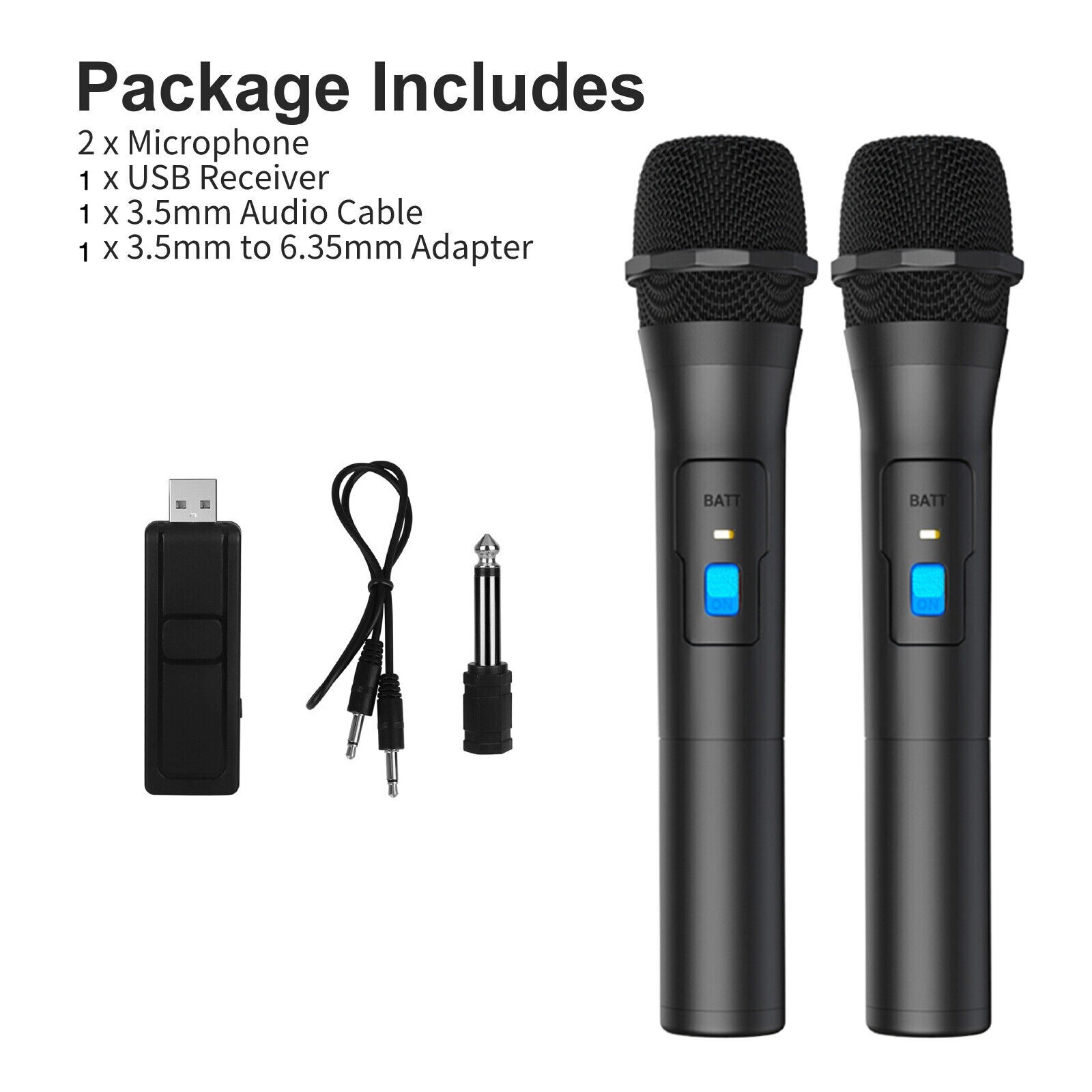 Professional VHF Wireless Microphone Handheld Mic System Karaoke W/Receiver US