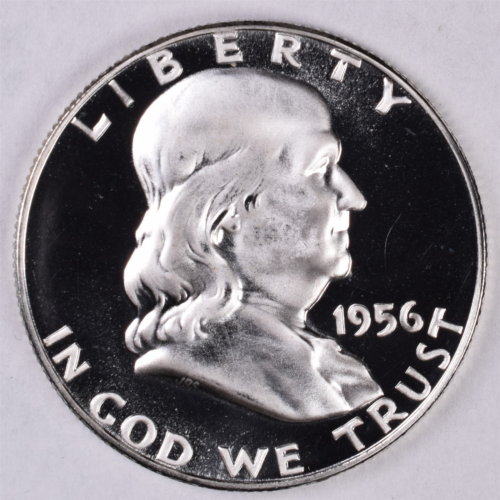1956 Franklin Silver Half Dollar Proof - DMPL OBVERSE!!!