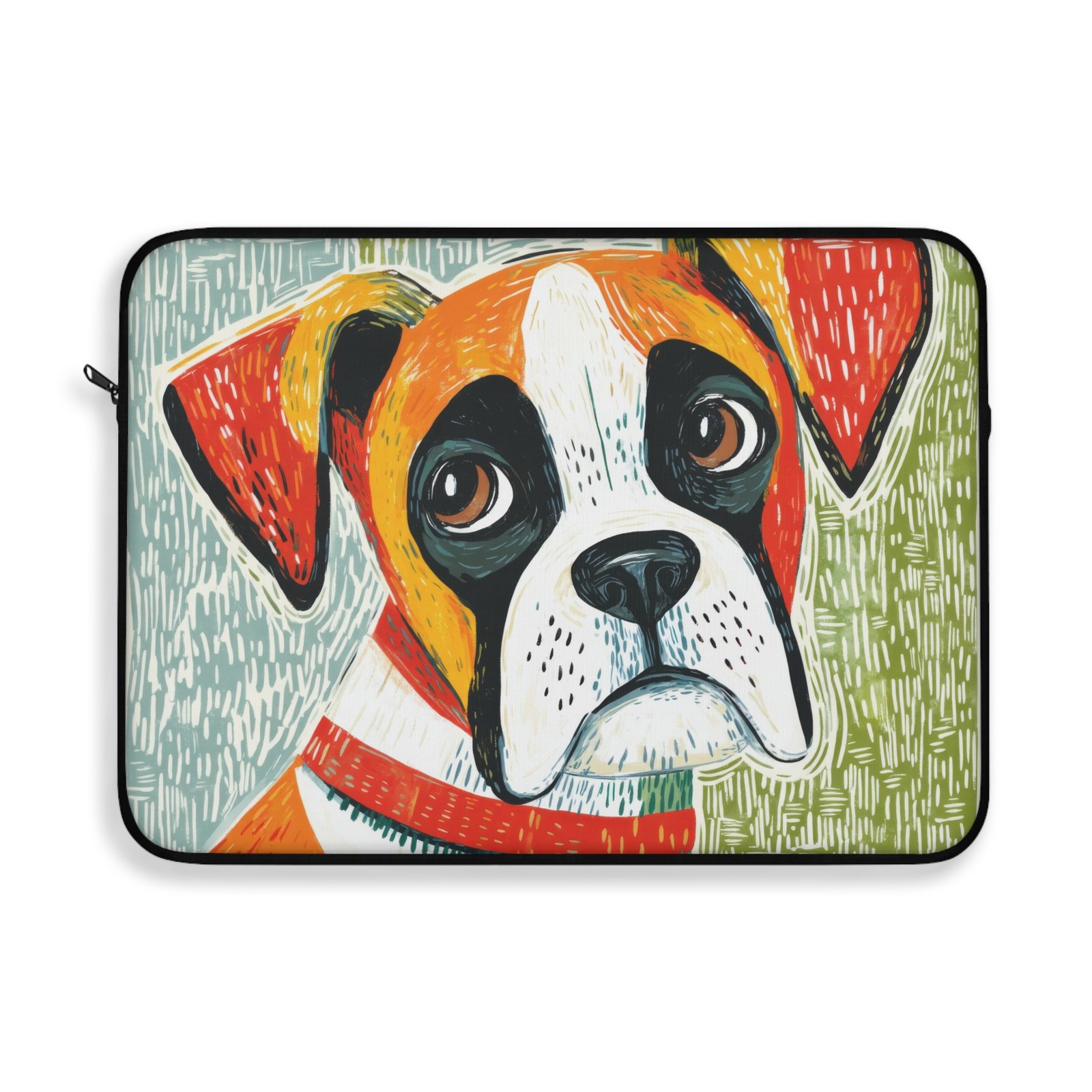 Boxer - Colorful Dog Scandi Folk Art Style - Laptop Sleeve - Pet Lover Gift