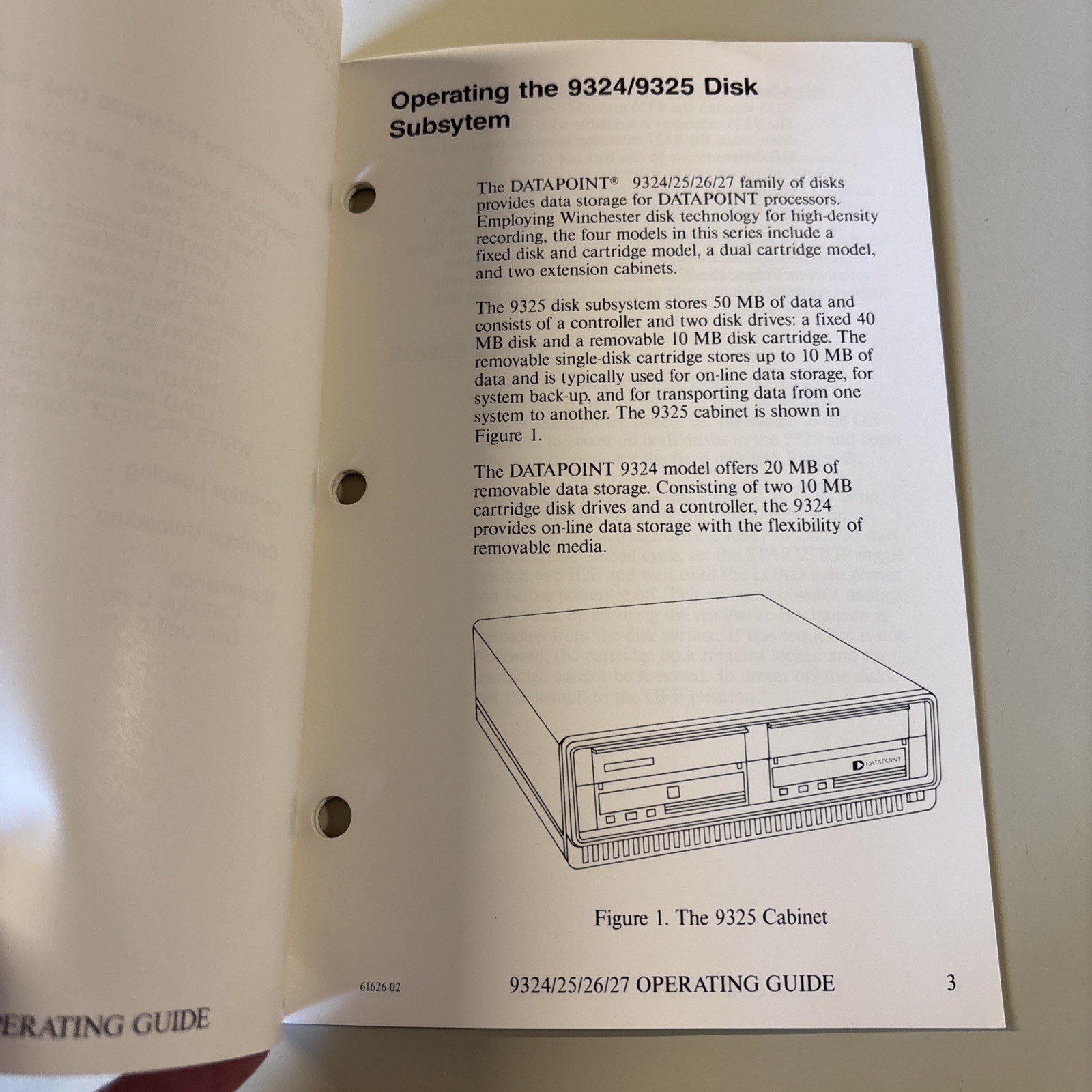 Vintage 1984 DATAPOINT 9324/9325/9326/9327 Disk Subsystem Operating Guide