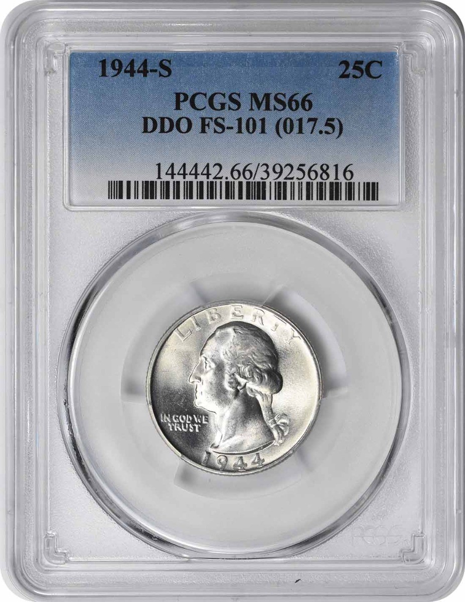 1944-S Washington Silver Quarter DDO FS-101 MS66 PCGS