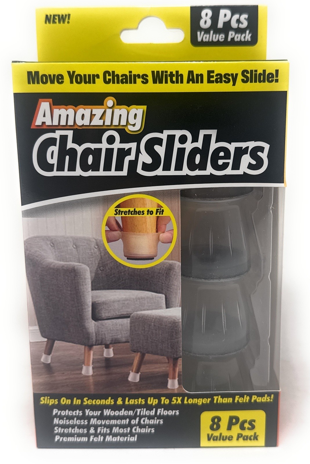 8 pc Amazing Chair Sliders ~ Move Your Chairs with an easy Slide!