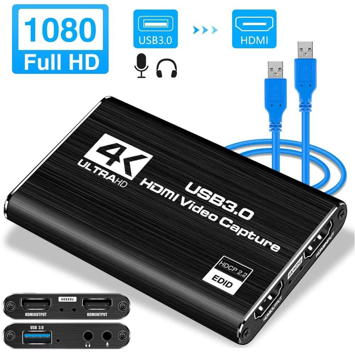 USB3.0 4K HDMI Audio Video Capture Card Full HD Recording Device