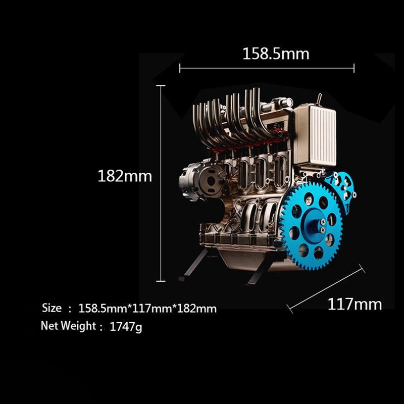 TECHING Metal 4 Cylinder Engine Car Mini Assembled Inline Engine Toy Decoration