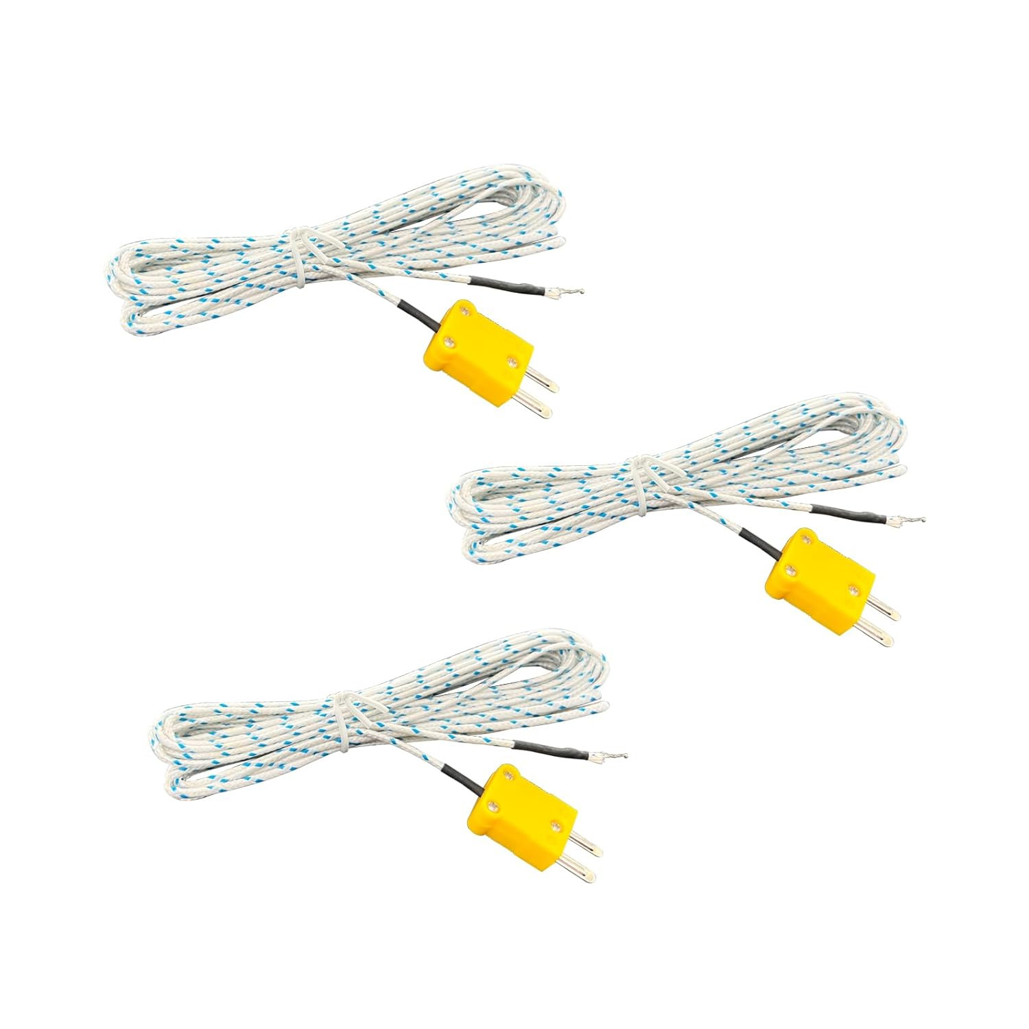 3PCS K Type Mini-Connector Thermocouple Temperature Probe Sensor 2M/6.6Ft Cable