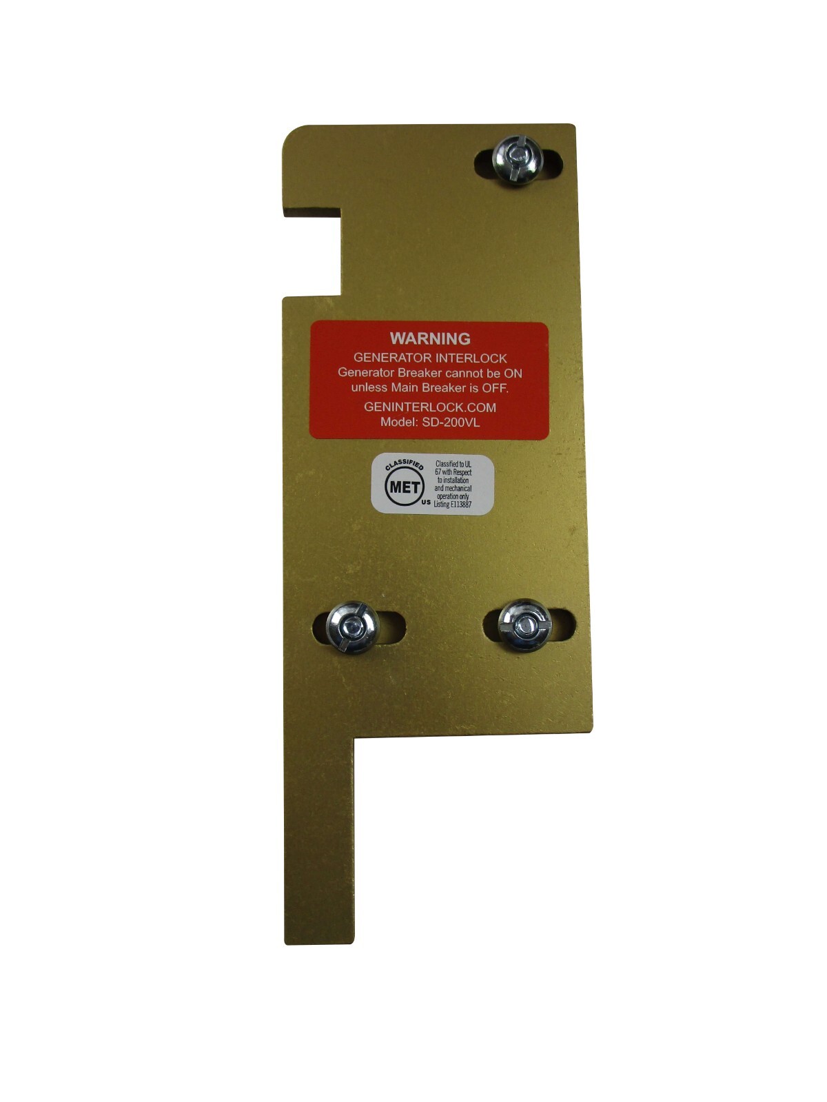 GenInterlock SD-200VL Square D Generator interlock 150 & 200 Amp QO Panel LISTED