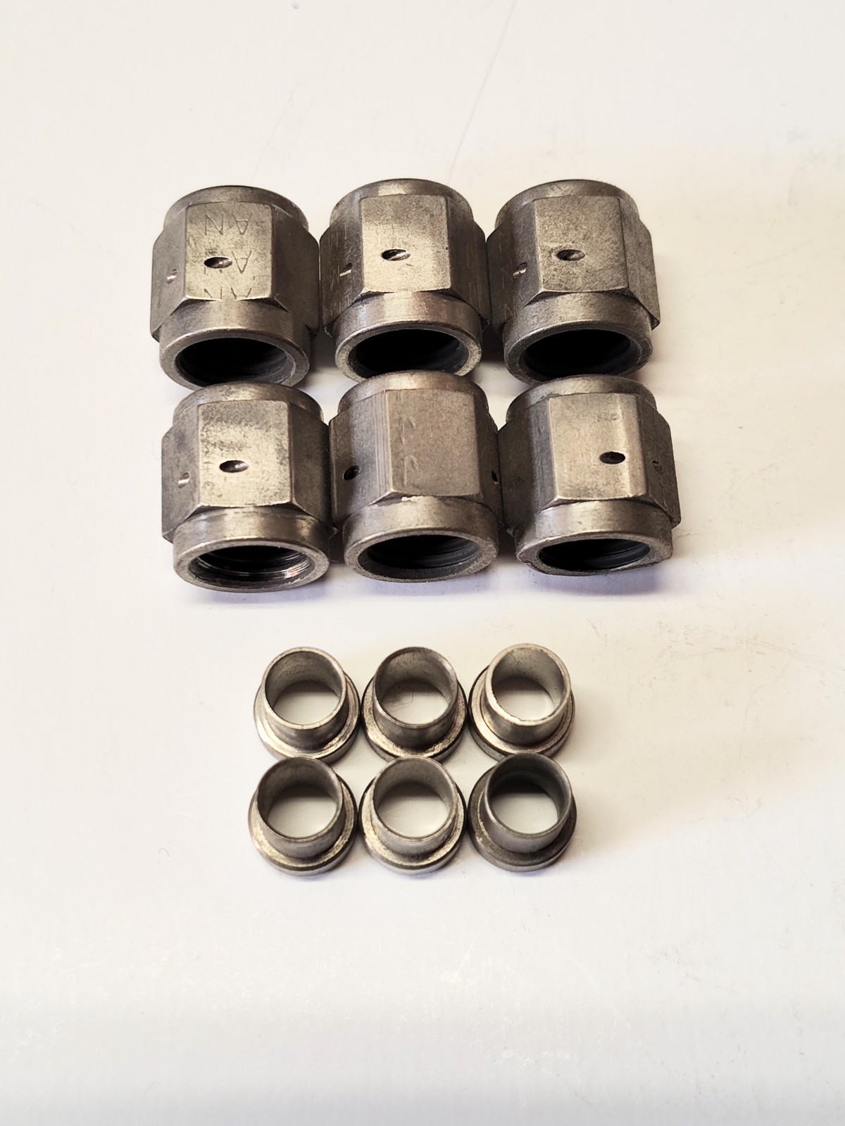 4AN STAINLESS STEEL NUT AND SLEEVE FOR 1/4 NITROUS OR BRAKE HARD LINE  (6ea)