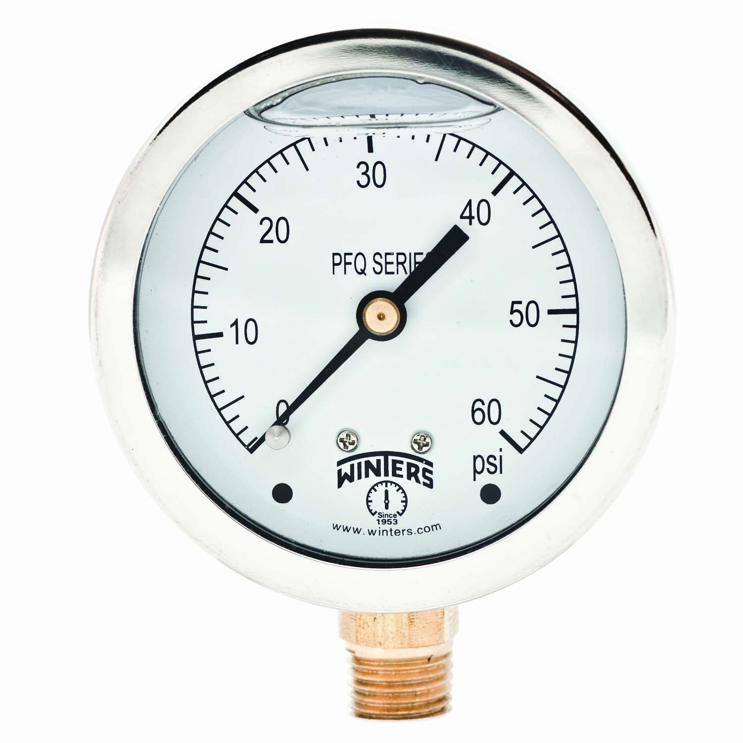 Winters 2-1/2" Dial Size, Liquid Filled Industrial 0-60 psi, 0/60 PSI