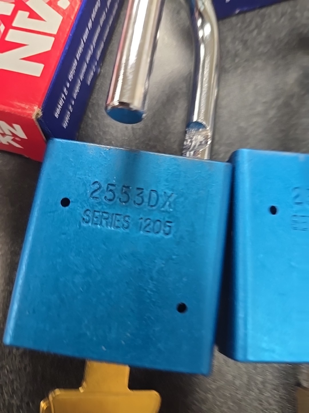 American Lock A1205ablu Padlock, Keyed The Same Anodized Aluminum, Lot Of 3