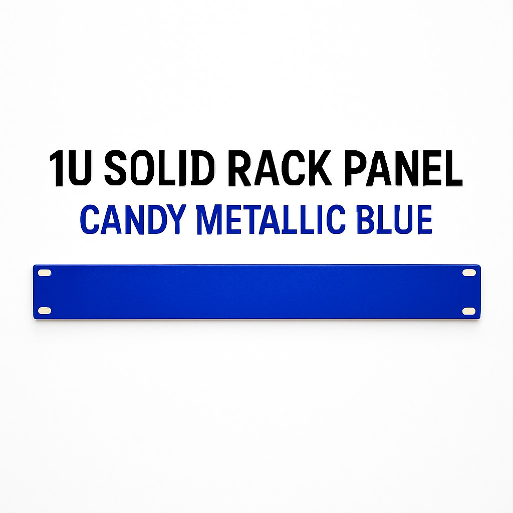 Custom Candy Blue 1U Rack Panel – Solid Steel Cover for 19” Mount Gear