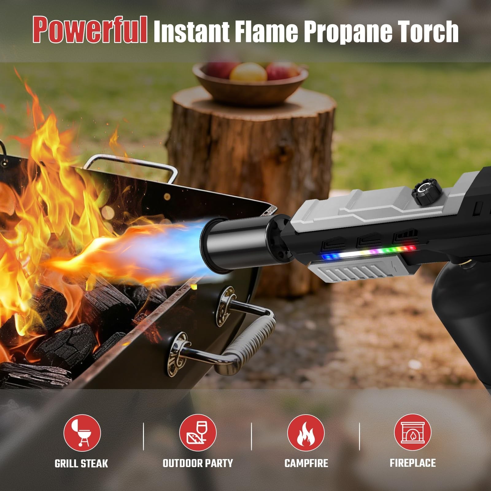 Powerful Propane Torch Gun, Adjustable Flame Thrower Gun with Front-Mounted L...