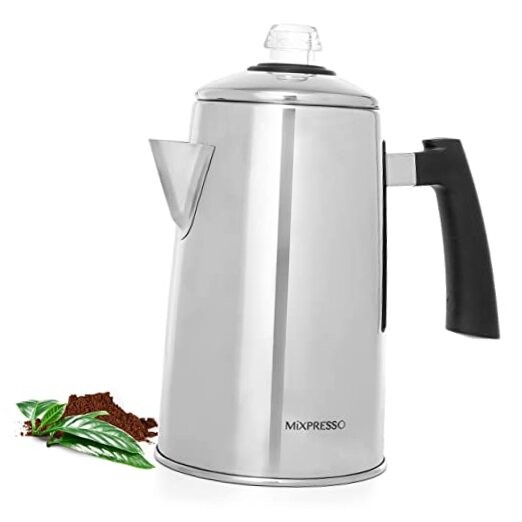 Stainless Steel Coffee Percolator Stovetop, 52 oz 12 Cup Stainless Steel