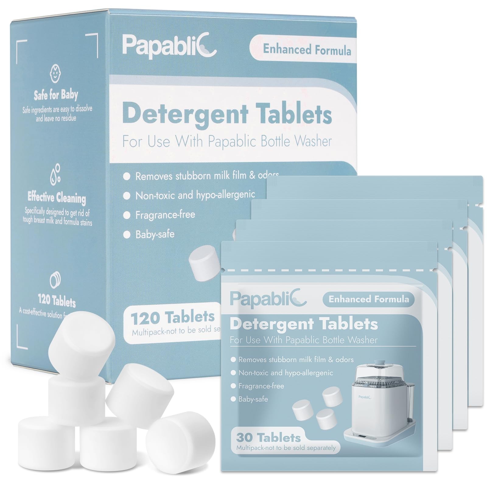 Papablic 120Pcs Official Detergent Soap Tablets for Baby Brezza,GROWNSY,Momc...