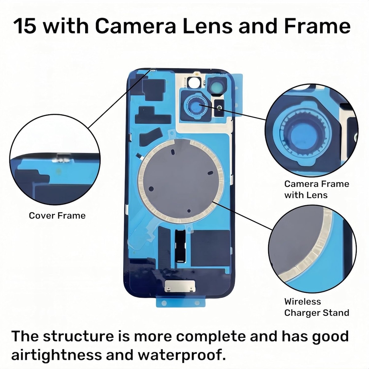 Back Glass for iPhone 15, 15 Plus, with Metal / Magnet / NFC US fast shipping