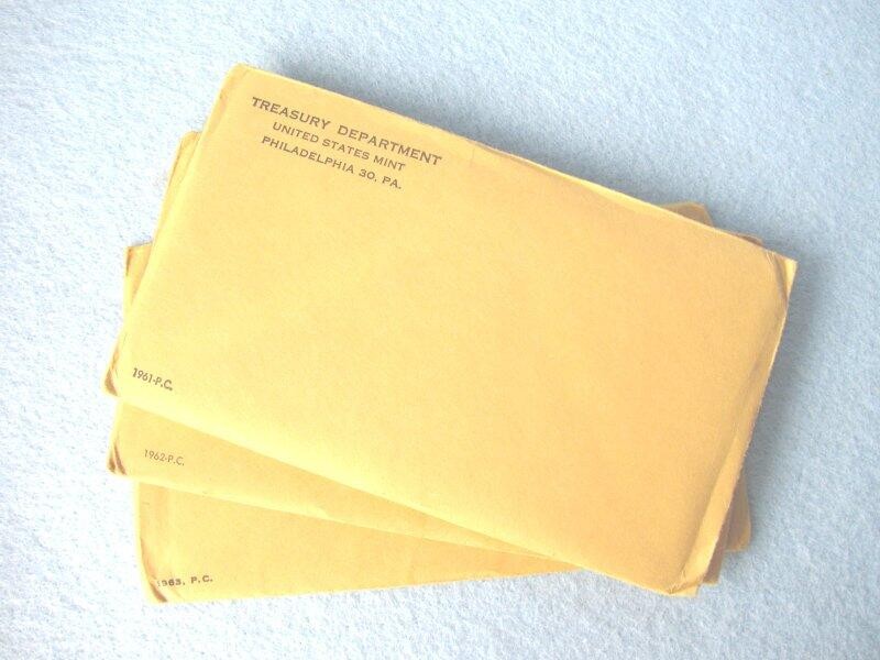 1961, 1962, & 1963 Silver Proof Coin Set Sealed Original Envelope Flat Pack