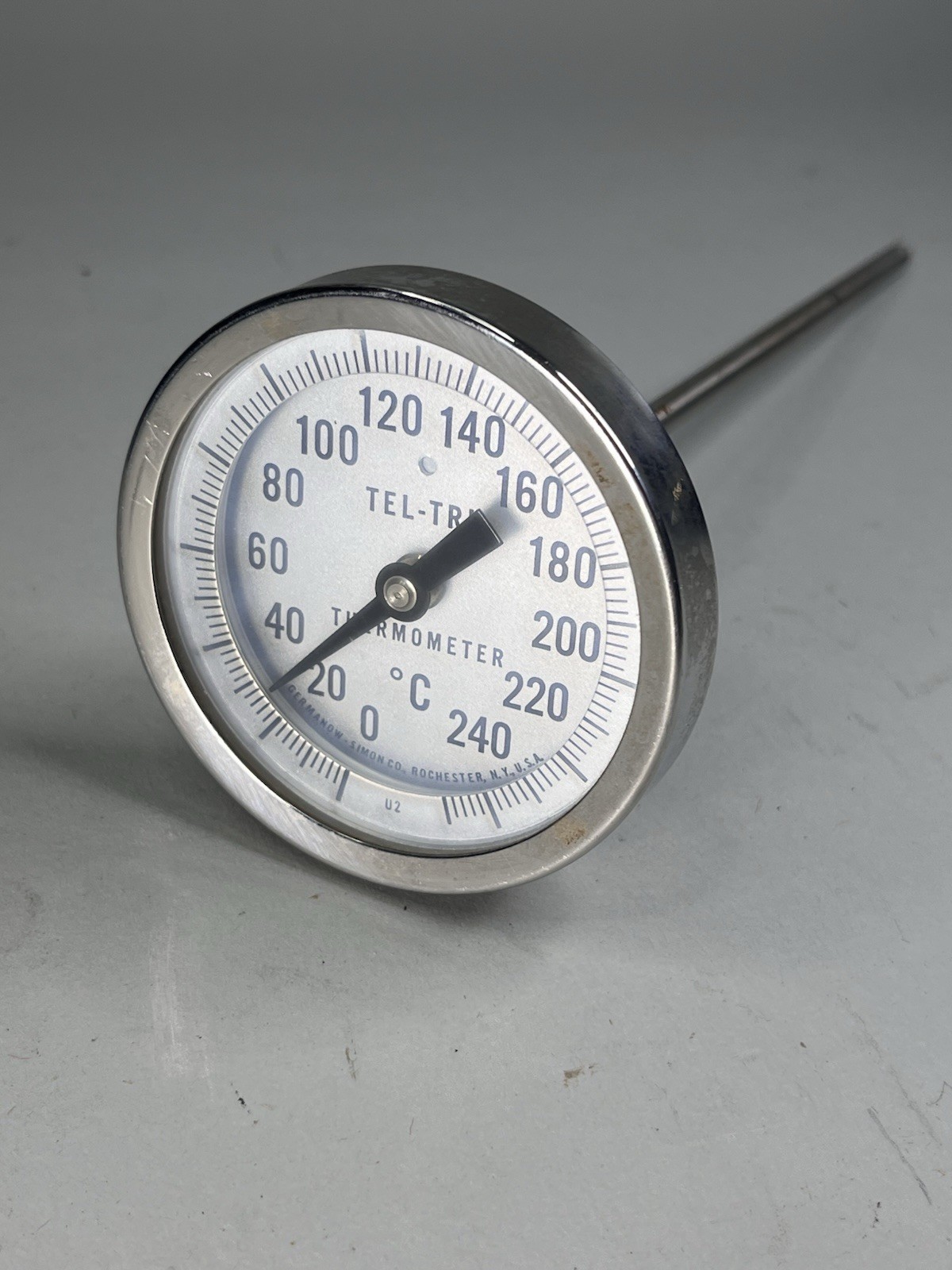 Tel-Tru Analog Bi-Metal Celcius Thermometer, 0-240" °C,  10" Stainless Steel