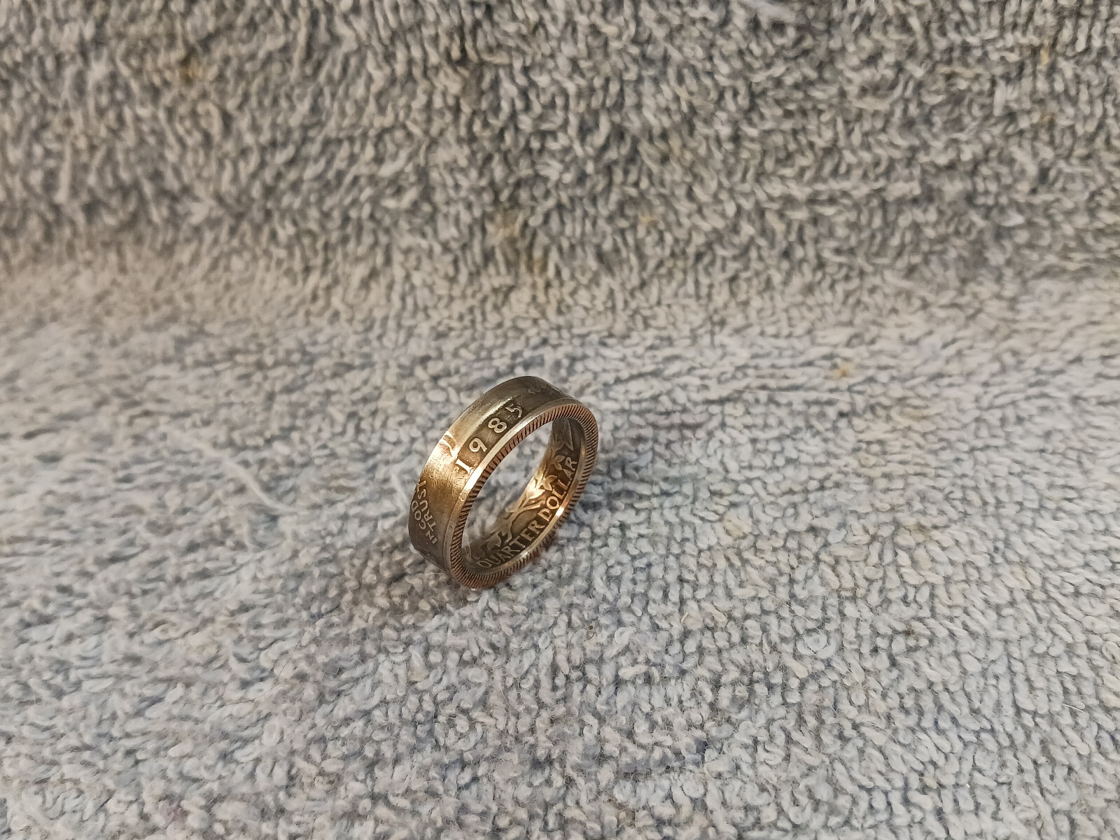 1985  Washington Quarters, coin ring, size 7