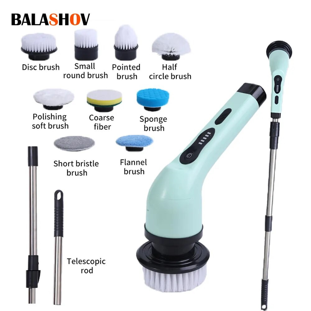 9-In-1 Electric Cleaning Brush USB Electric Spin Cleaning Scrubberadjustable Ele