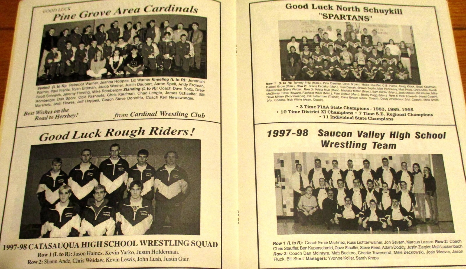 1998 PIAA District 11 Class AA & AAA Wrestling Championship Souvenir Program