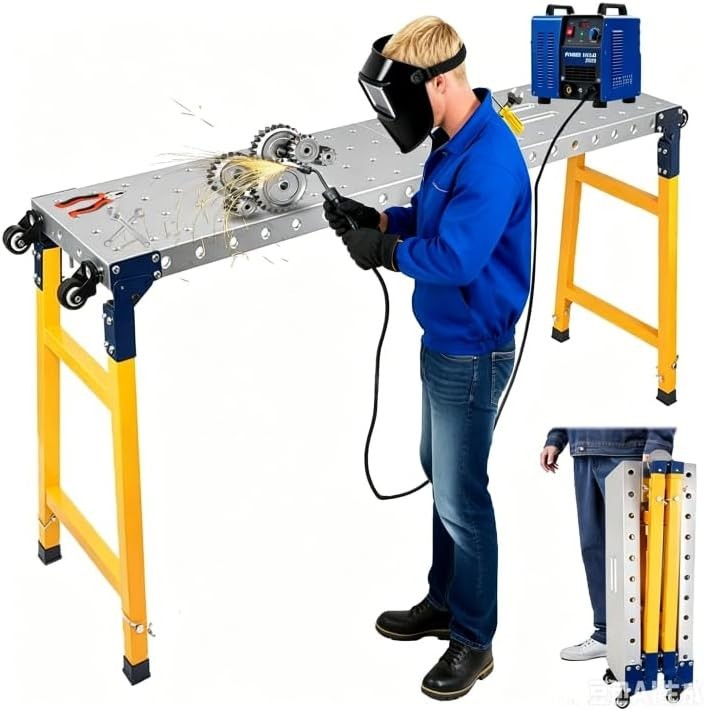 1200lbs Portable Folding Welding Table Workbench with 5 Level Adjustable Height
