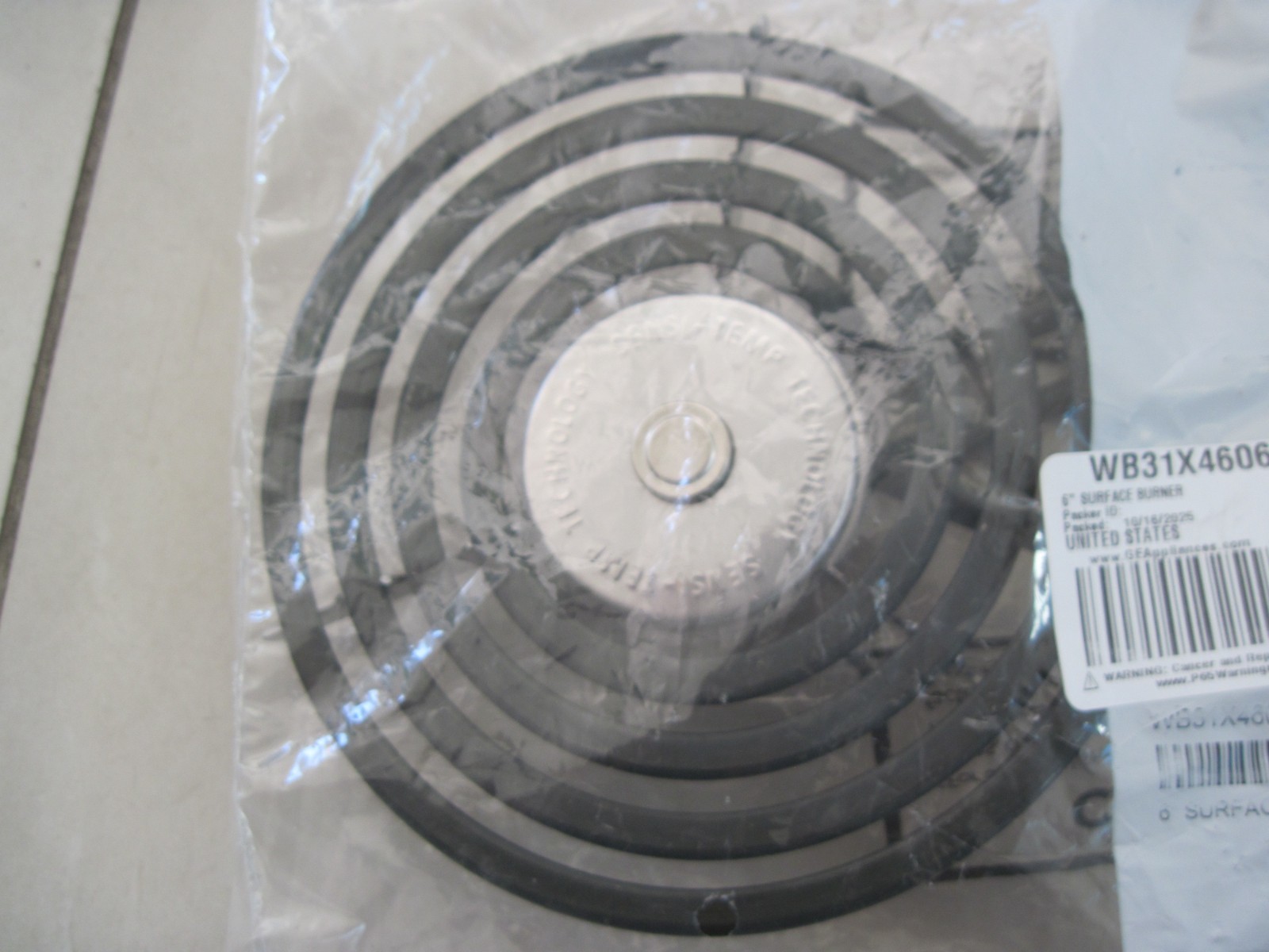 NEW OEM Genuine GE WB30X31058, WB31X46067 Range Safety Element 6"