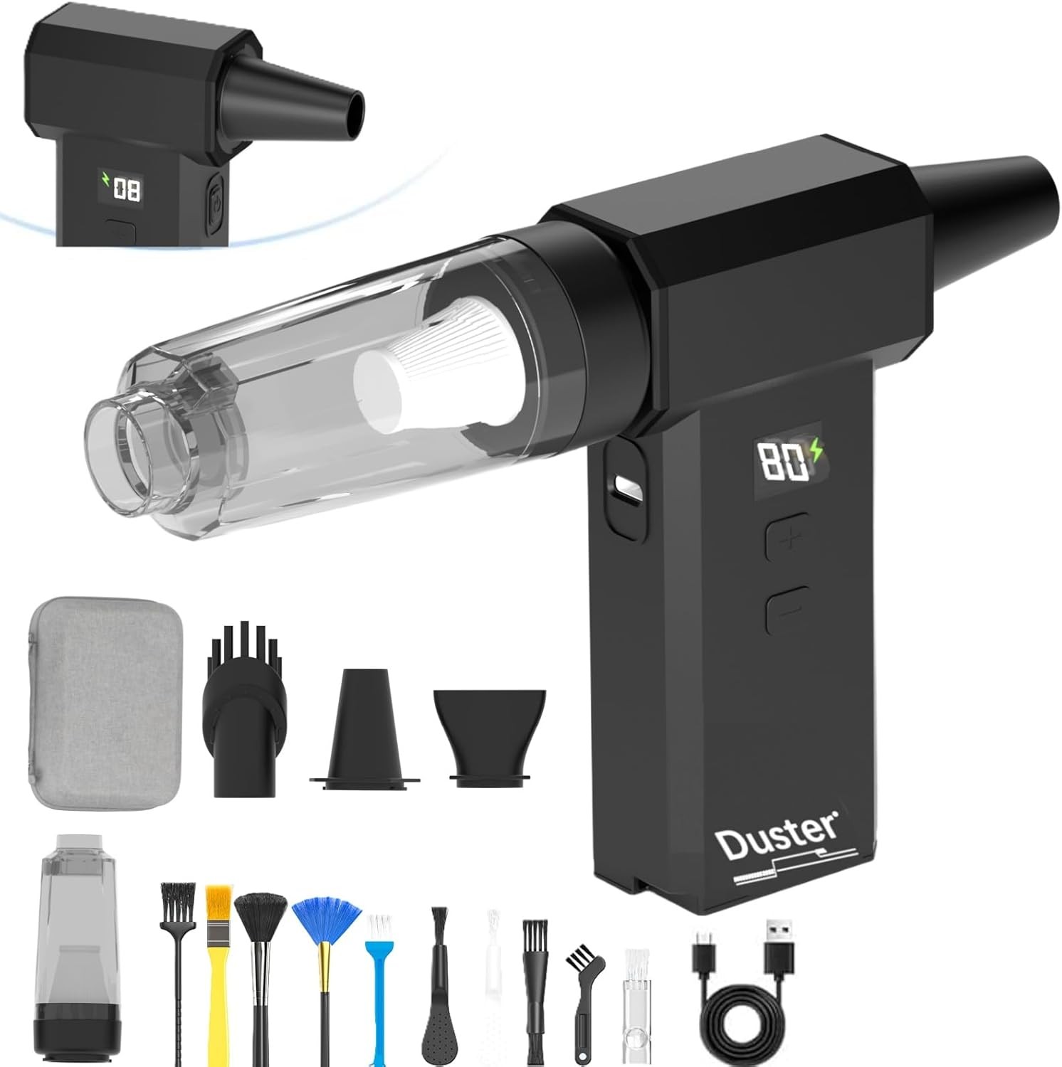 Compressed Air Duster-130000RPM Speed Adjustable Rechargeable for Keyboard/Car