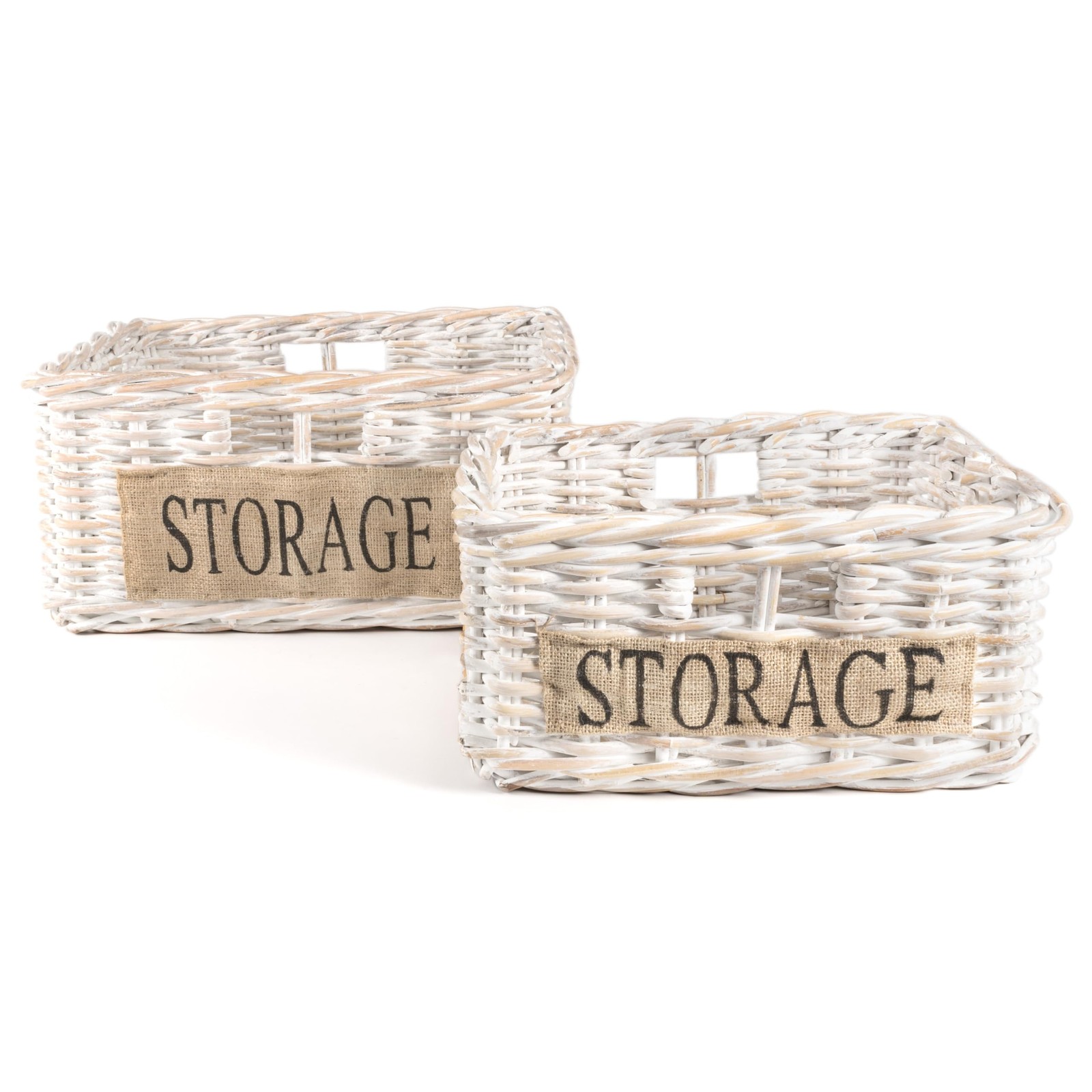 BSK1005A-2SET Reed Southwestern Hand-Woven Rattan Nesting Wicker Storage Bask...