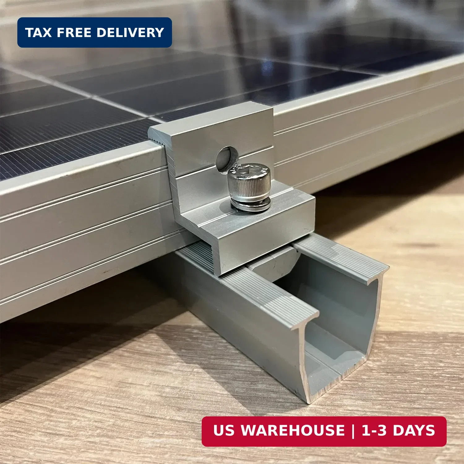 Solar Panel Mounting Brackets in A Row Assembly | for Panel Thickness 1.18"-1.38