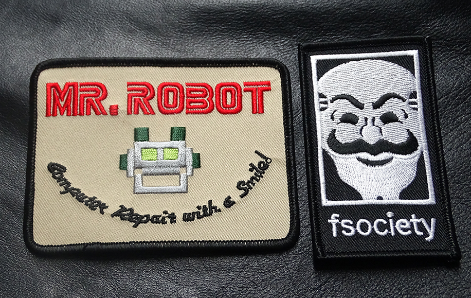 MR ROBOT FSOCIETY 2PC SET TV SHOW EMBROIDERED IRON ON PATCH