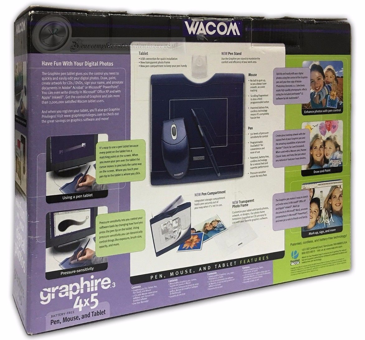Wacom Graphire 3 4x5 USB Tablet w/Pen, Mouse & Software CD's CTE430SA