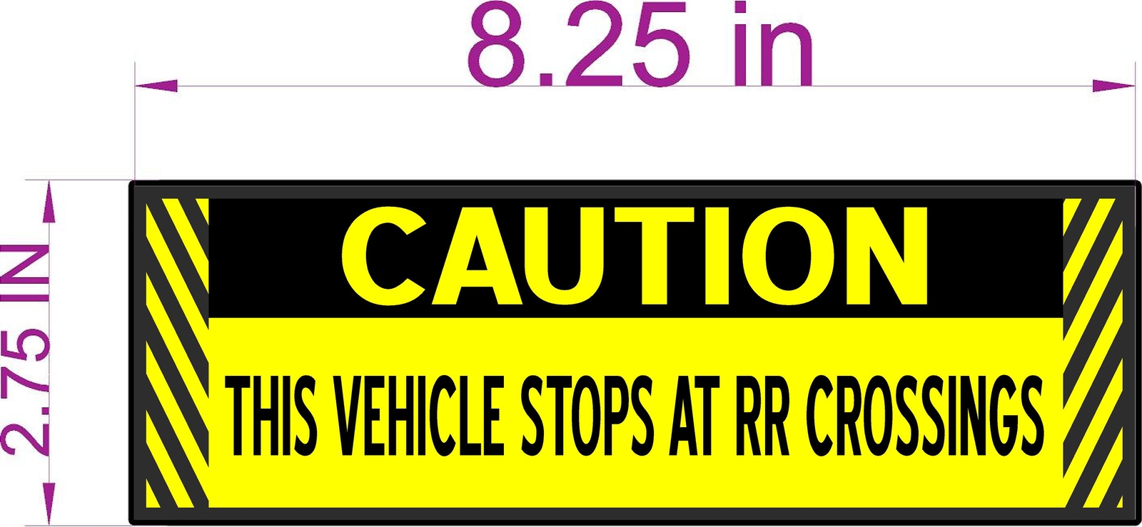 CAUTION This Vehicle Stops at RR Crossings 3 Pack Magnet