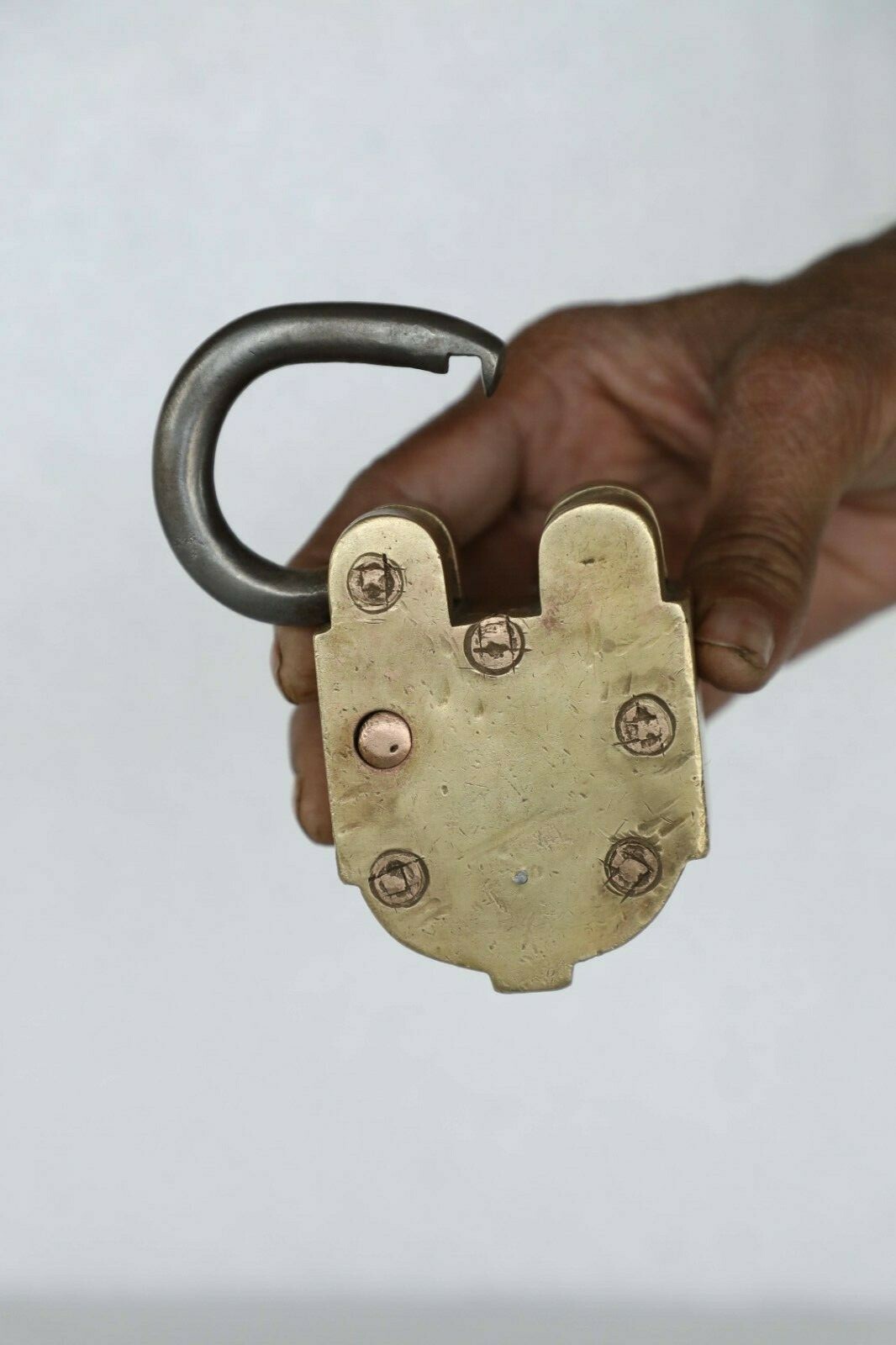 VintageBrass & Copper Handcrafted Push Button Solid Heavy Tricky/Puzzle Padlock