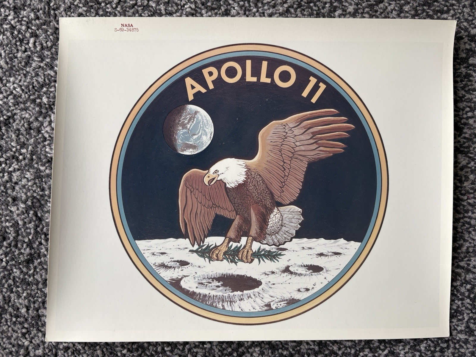 NASA APOLLO 11 mission insignia emblem RED NUMBER PHOTO TYPE 1 A KODAK PAPER
